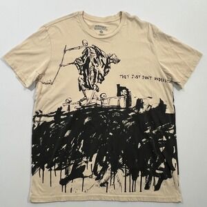 Avenged Sevenfold A7X Tour Shirt 2023 Reaper Graphic Beige Tan Mens 2XL Fits XL